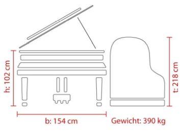 FEURICH Mod. 218 – Concert I, Maße Deutsch